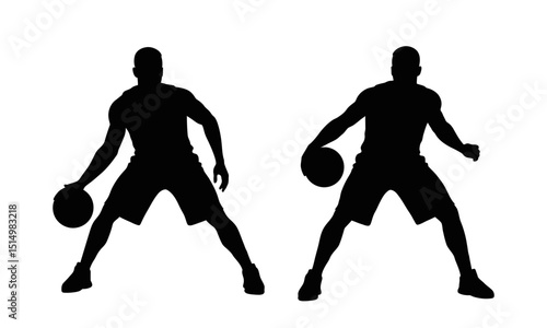 Basketball player dribbling silhouette vector illustration