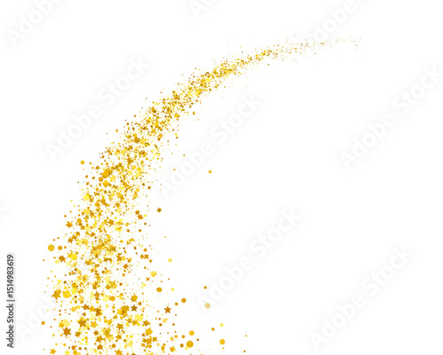 Golden dust shiny swirl isolated on transparent background
