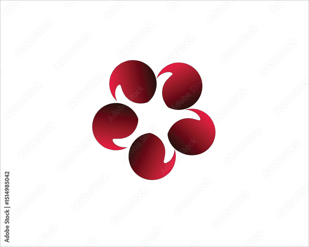 Red circular logo on a white background Red circular logo on a white background