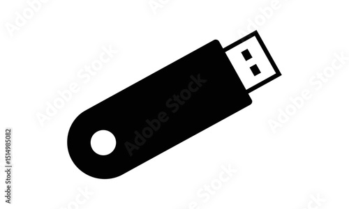 USB Flash Drive Silhouette Vector Illustration