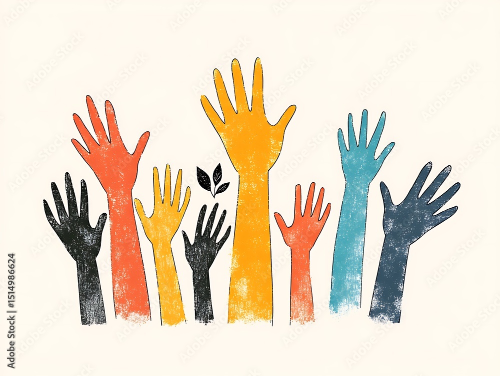 Fototapeta premium Raised Hands with Unity, Growth, and Hope.