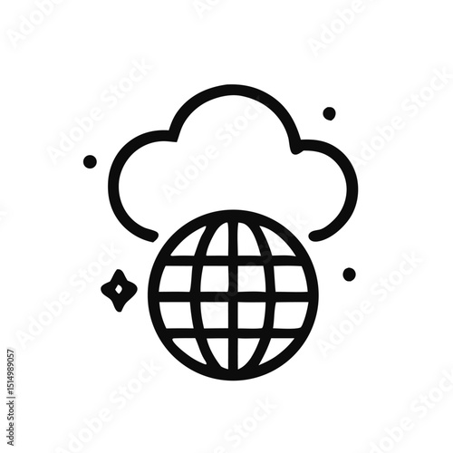 Cloud hovering above a globe; suitable for climate change, global issues, environmental concepts, world connections, technology, weather forecasting projects.
