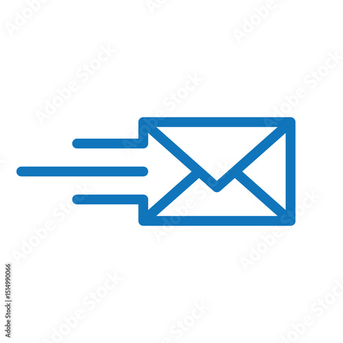 The image shows a flat logo design of an envelope in speed with a negative space arrow. The logo looks clean and sharp on a white background and can be used for mailing related purposes.