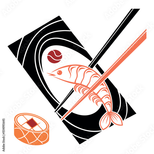 Illustration of some sushi pieces on a white background