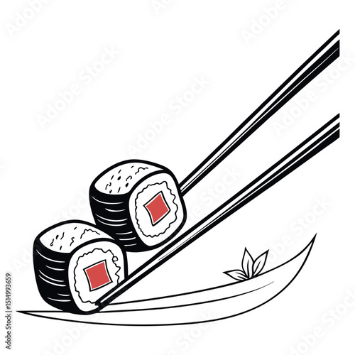 Illustration of some sushi pieces on a white background