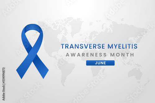 Transverse Myelitis Awareness Month background design with royal blue silk ribbon.