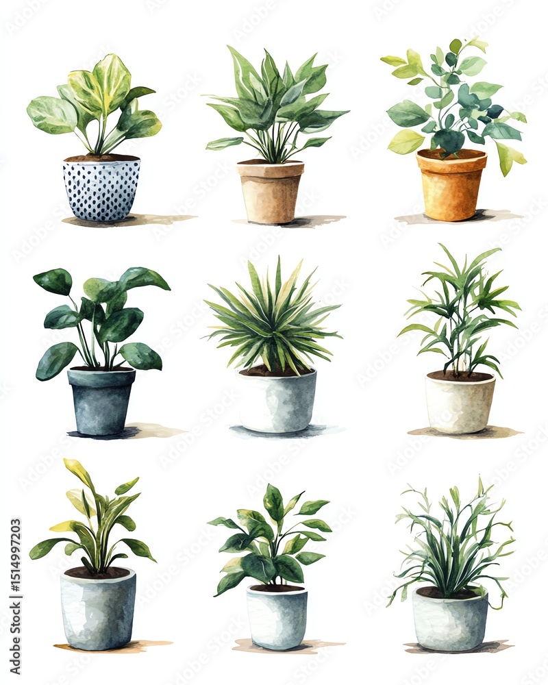 Fototapeta premium Collection of beautiful potted plants.