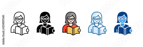 Librarian Icon Set Multiple Style Collection