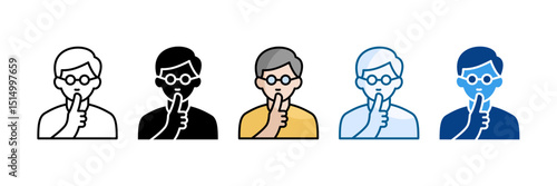 Shushing Icon Set Multiple Style Collection