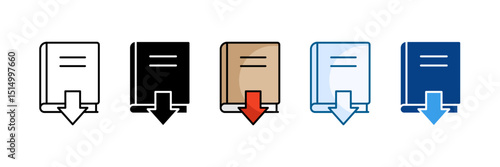 Book Drop Icon Set Multiple Style Collection
