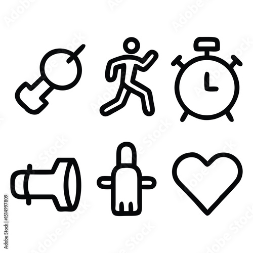 Workout and Yoga Icon Set – Fitness and Wellness Symbols