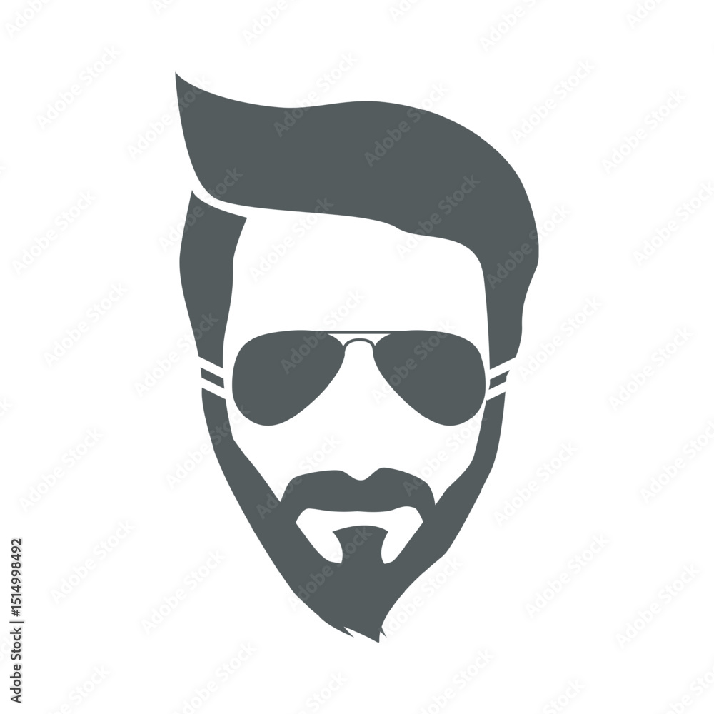 Man with aviator sunglasses and pompadour hairstyle vector silhouette illustration Man with aviator sunglasses and pompadour hairstyle vector silhouette illustration