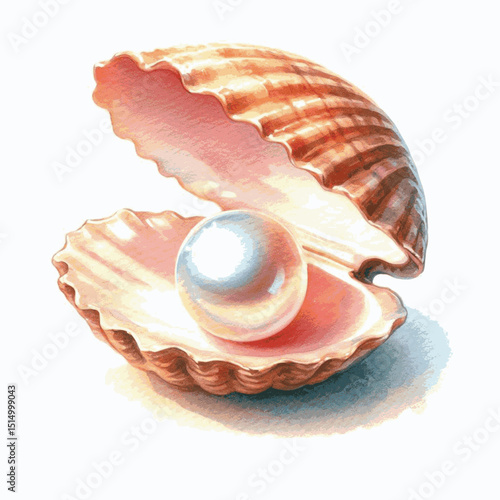 Azure Pearl pearl isolated watercolor vector illustration svg