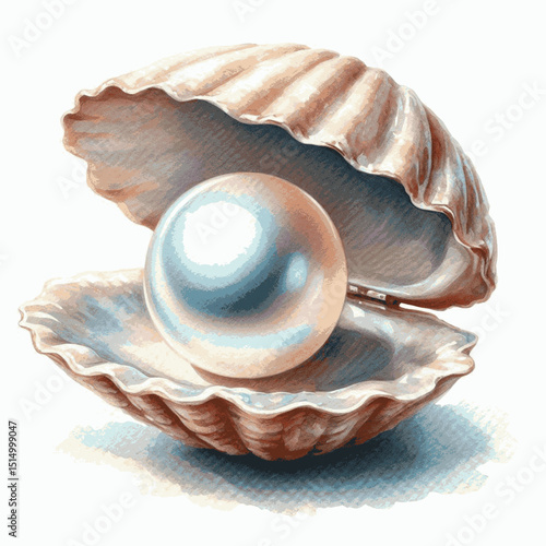 Gleaming Serenity pearl isolated watercolor vector illustration svg