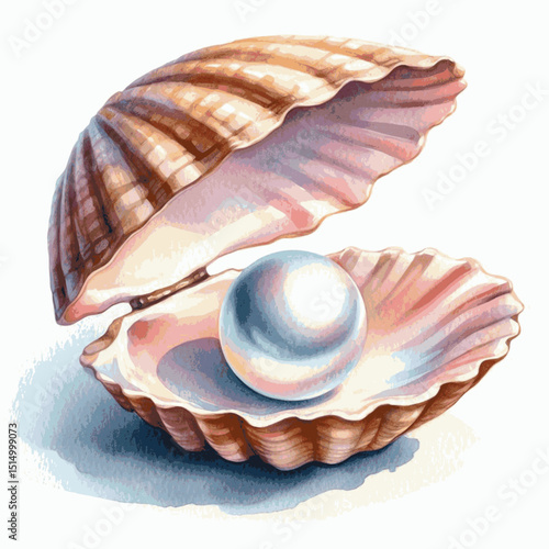 Luminous Depths pearl isolated watercolor vector illustration svg