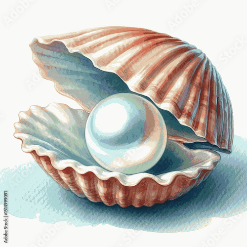 Pearl Essence pearl isolated watercolor vector illustration svg
