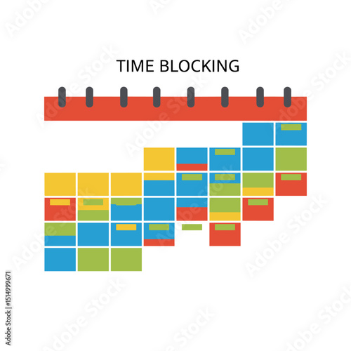Time Blocking Schedule: An illustration of a time blocking calendar, graphically representing organized time management and efficient scheduling for enhanced productivity and organization.