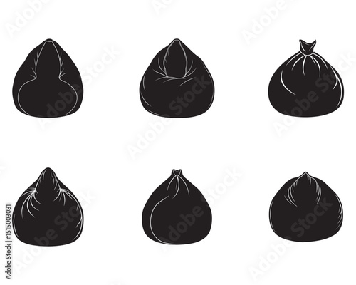 set of bean bag Chair silhouette vector illustration design isolated on white background