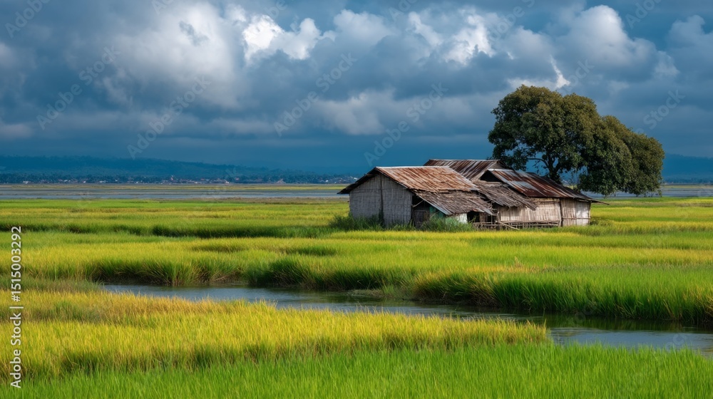 Scenic view of thai rice fields thailand nature photography lush environment wide angle asian landscape Scenic view of thai rice fields thailand nature photography lush environment wide angle asian landscape