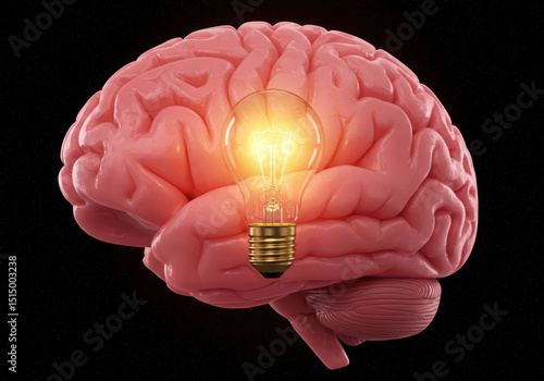 Brain power idea concept with lightbulb innovation and creativity mind intelligence and knowledge