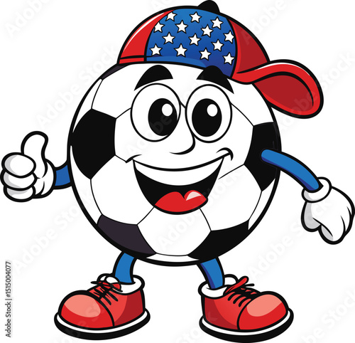  Soccer ball cartoon mascot characters patriotic mode vector illustration
