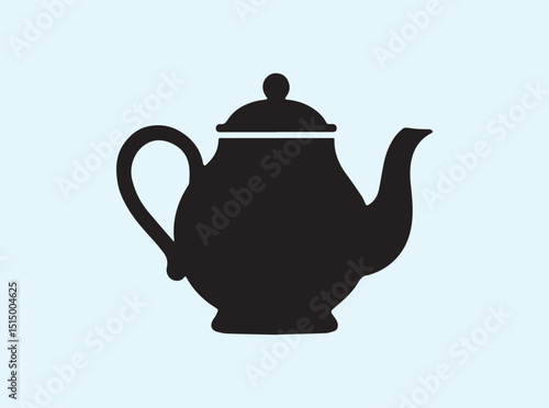 Traditional Black Teapot Silhouette, Side Angle