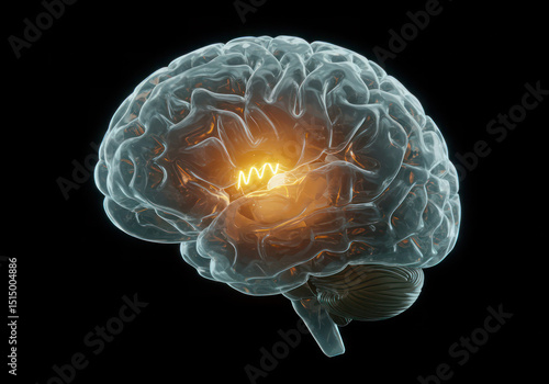 Human brain anatomy illustration for medical education and science research and neurological study concept
