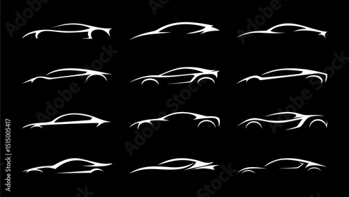 car silhouette abstract collection set