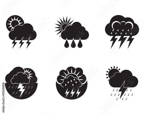 weather icon set silhouette vector illustration