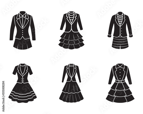 layered outfit sketch icon set silhouette vector deasign illustration