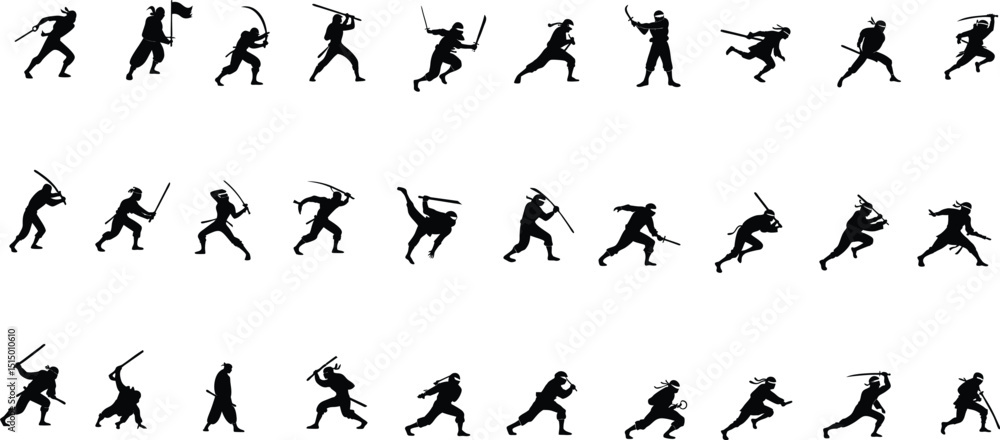 Naklejka premium Military Action Figures Silhouettes Set Perfect for Game Design or Branding Projects