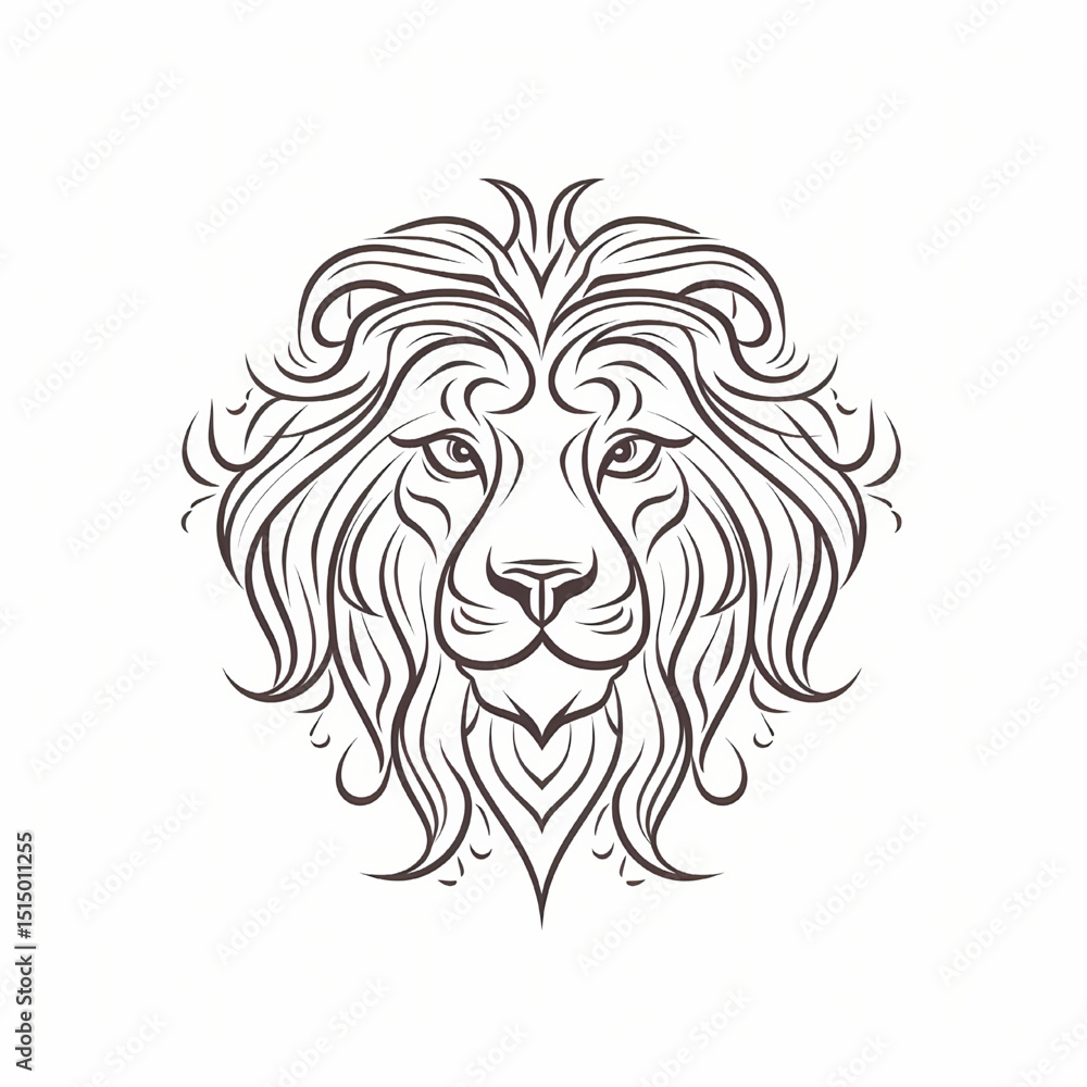 Majestic Lion Head: A regal lion's face, with a flowing mane, embodying strength and pride. Intricate lines capture the essence of the king of the jungle in this striking illustration. Majestic Lion Head: A regal lion's face, with a flowing mane, embodying strength and pride. Intricate lines capture the essence of the king of the jungle in this striking illustration.