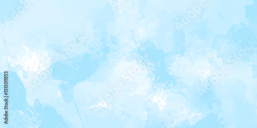 Soft sky-blue paint aquarelle hand-painted watercolor background design. beautiful bright blue paper texture. grunge effect light sky-blue shades watercolor background. watercolor scraped background.