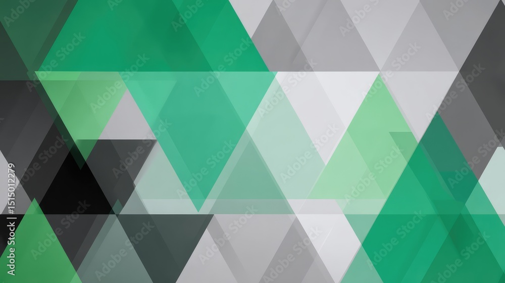 Obraz premium Minimalistic background with emerald and gray triangles, geometric shapes for modern design or branding
