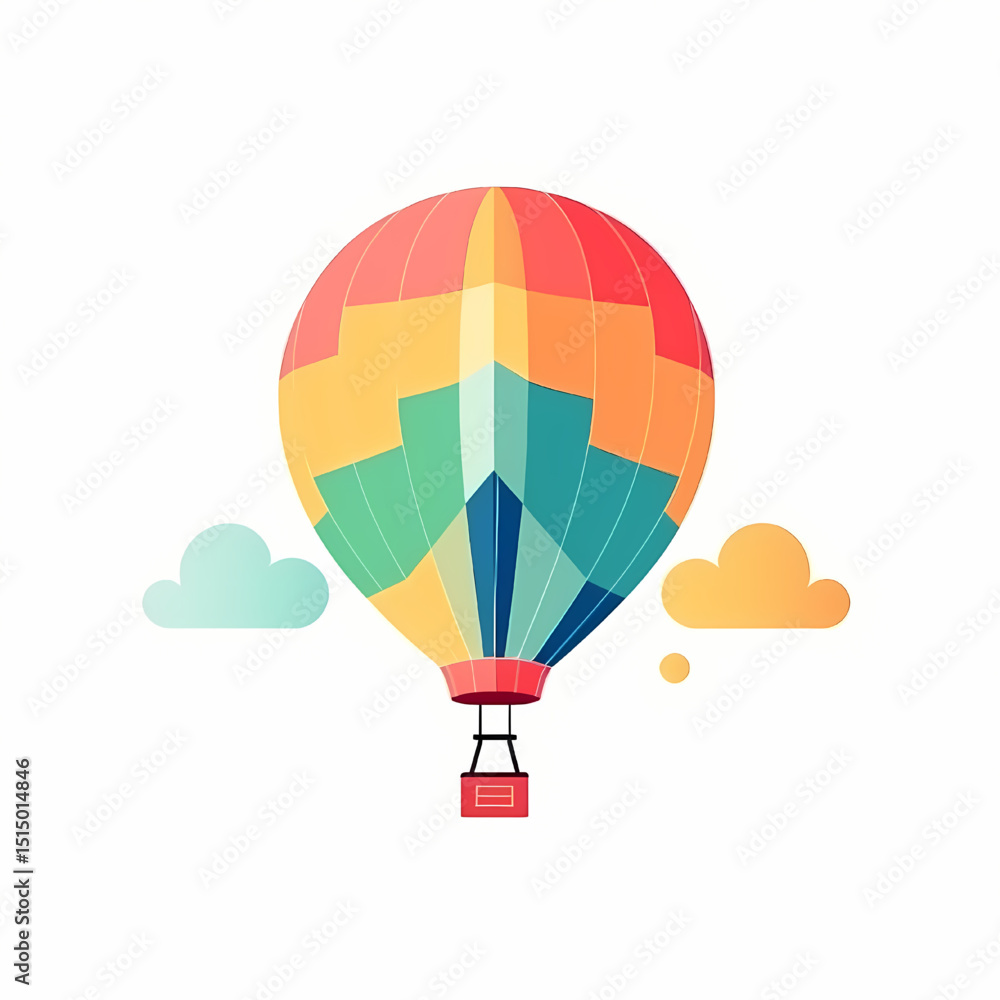 Fototapeta premium Vibrant Hot Air Balloon Adventure Soaring Through Colorful Skies, A Journey of Freedom and Exploration