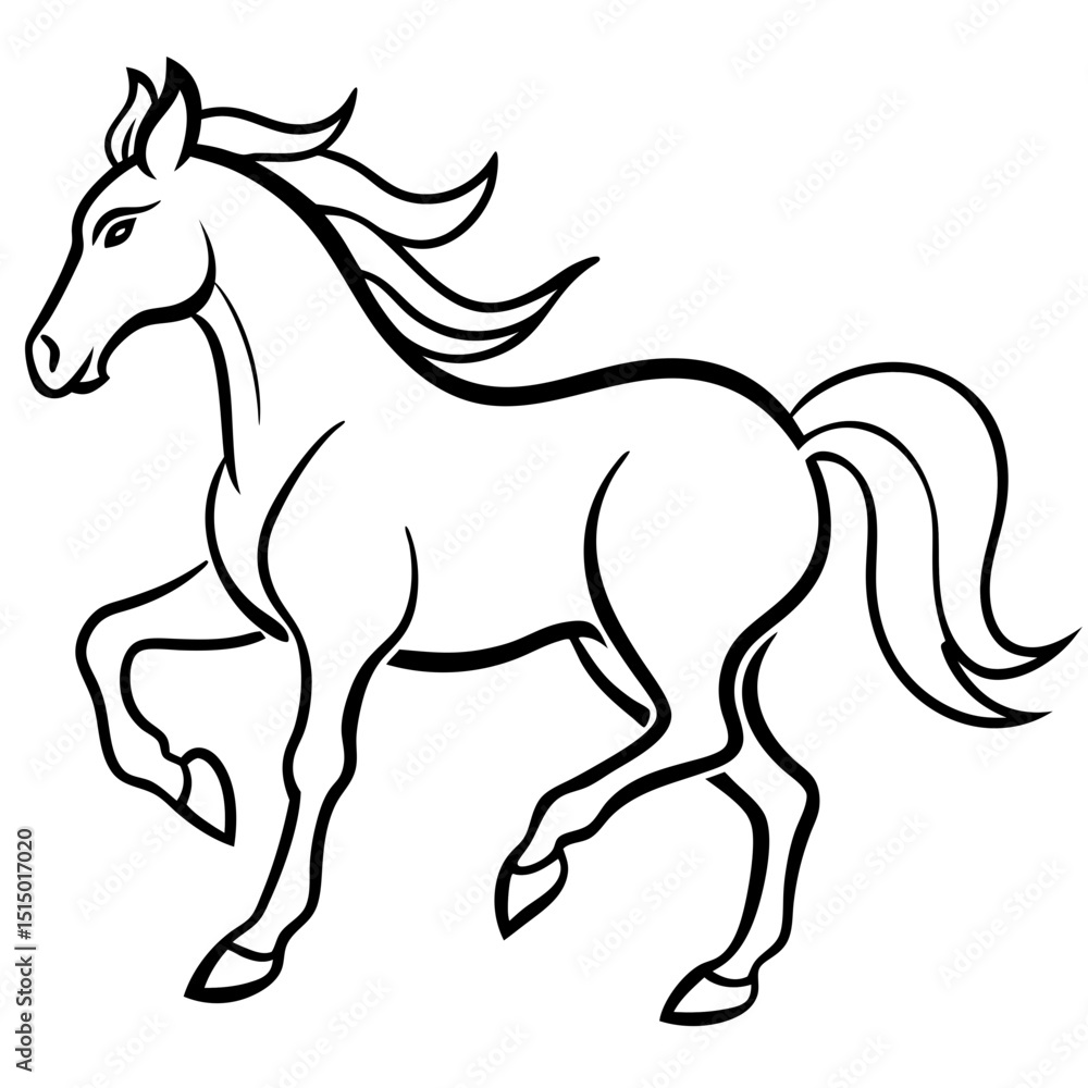 Galloping Horse in Motion – Fluid Continuous Line Drawing Galloping Horse in Motion – Fluid Continuous Line Drawing