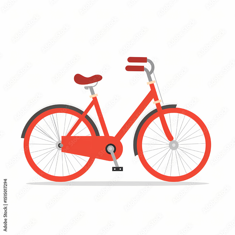 Obraz premium Classic Red Bicycle A Vintage Ride, Perfect for City Adventures and Leisurely Rides