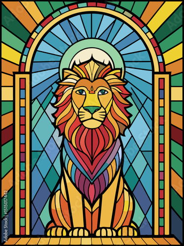 Lion , Stained Glass Style, Full body , window temple	
sun, stained glass style, full body, window temple, glass, window, stained, church, stained glass, religion, cathedral, art, saint, religious, co