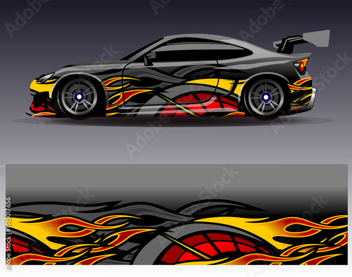 Car wrap design vector. Graphic abstract stripe racing background designs for vehicle  rally  race  adventure and car racing livery