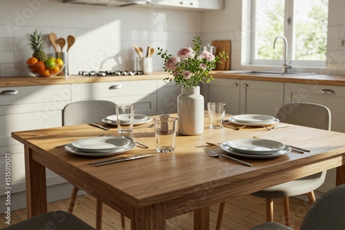 Modern Kitchen Table Setup in Bright Kitchen