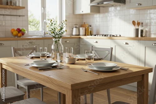 Modern Kitchen Table Setup in Bright Kitchen