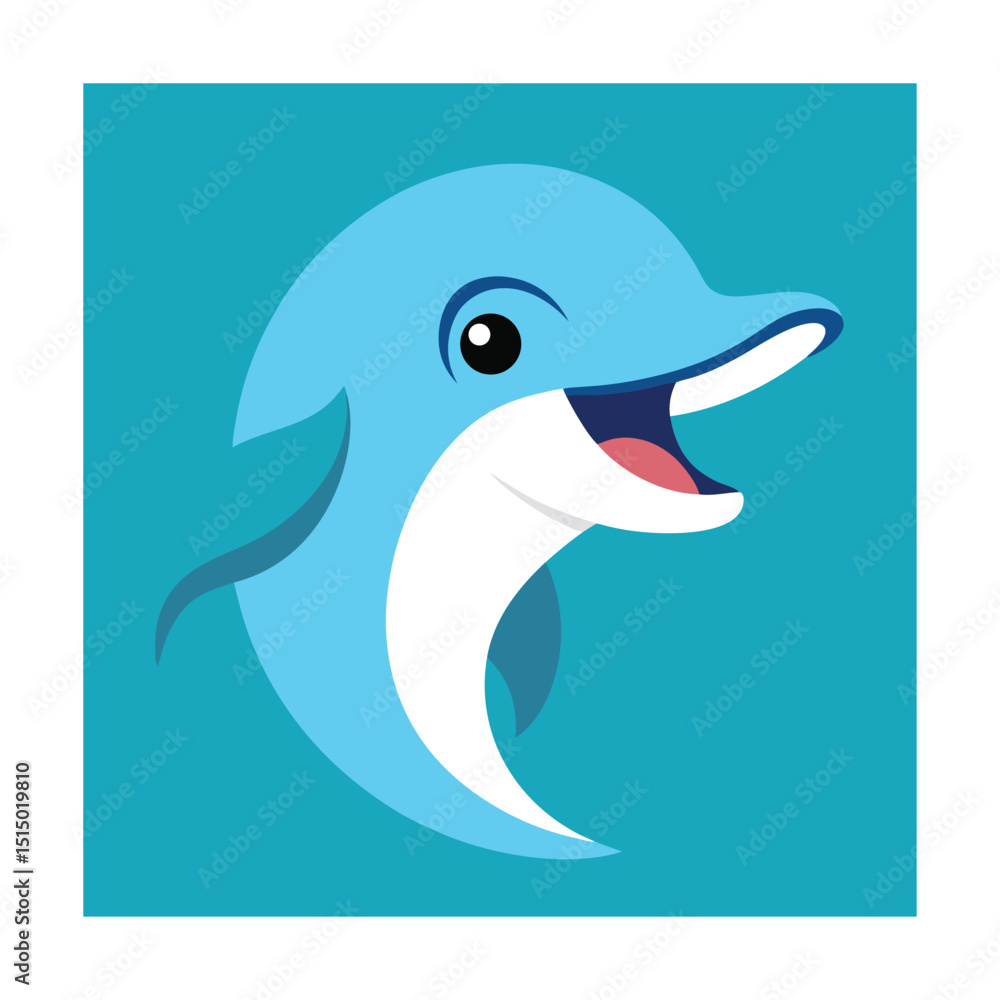 Fototapeta premium Animated Dolphin Head With Smile
