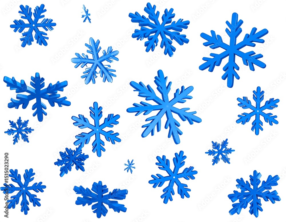 Fototapeta premium Blue snowflakes on white background