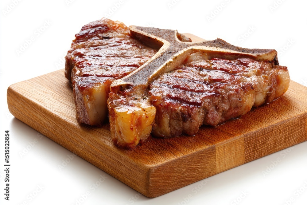 Grilled T-bone steak on wooden board (1) Grilled T-bone steak on wooden board (1)