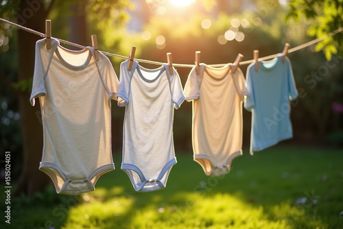 Wallpaper Mural Baby clothes drying outdoors in sunny garden Torontodigital.ca