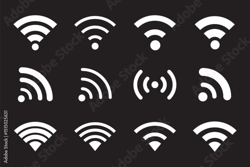Wifi icon collection. Set of black wifi symbol. Wifi icons.