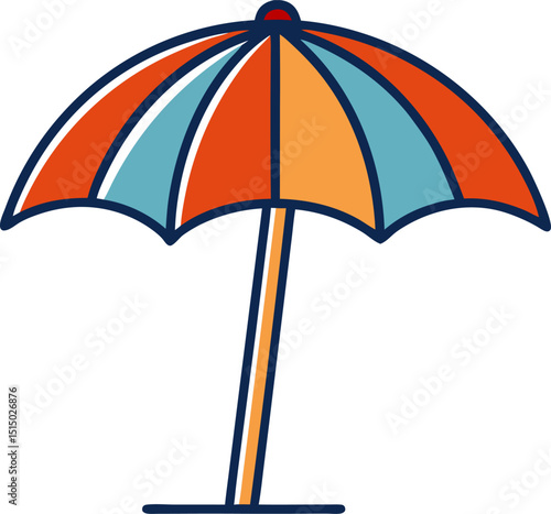 Colorful beach umbrella vector illustration on white background