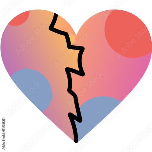 Broken Heart Illustration Colorful Gradient Design Element