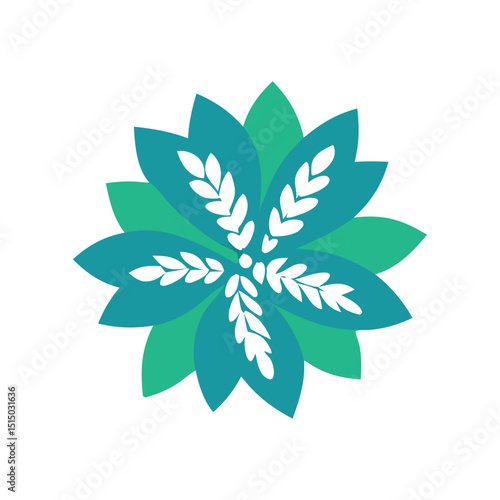 green flower leaf vector illustration