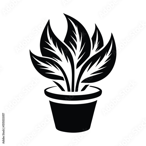 Potted Perfection Sleek Emblem Highlighting Chic Plant Pot Design Vector Design, art illustration, silhouette 